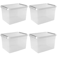 Úložný box s vekom Sunware Comfort Line 52 l - 50x40x38 cm - sada 4 ks - priehľadný plastový box, stohovateľný, veľký úložný priestor 1