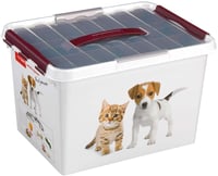 Sunware Q-Line Dóza na krmivo pre domáce zvieratá s vekom, 22 l, 40x30x26 cm, biela/bordová, plastový úložný box pre domáce zvieratá 1