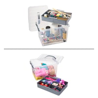 Úložný box Sunware Q-line s priehradkami 22 l - 40x30x26 cm - Organizér s vekom - Priehľadný/kovový 5