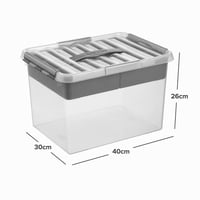 Úložný box Sunware Q-line s priehradkami 22 l - 40x30x26 cm - Organizér s vekom - Priehľadný/kovový 2