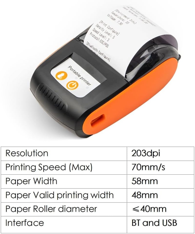 Sunydog 58mm Wireless Hordozható Termális Nyomtató Android Kompatibilis