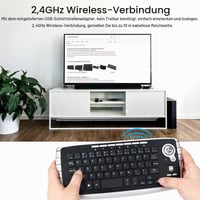 Sunydog E30 2,4 GHz bezdrôtová klávesnica s trackballom a rolovacím kolieskom pre Android TV BOX, Smart TV, PC a notebook, strieborná 5