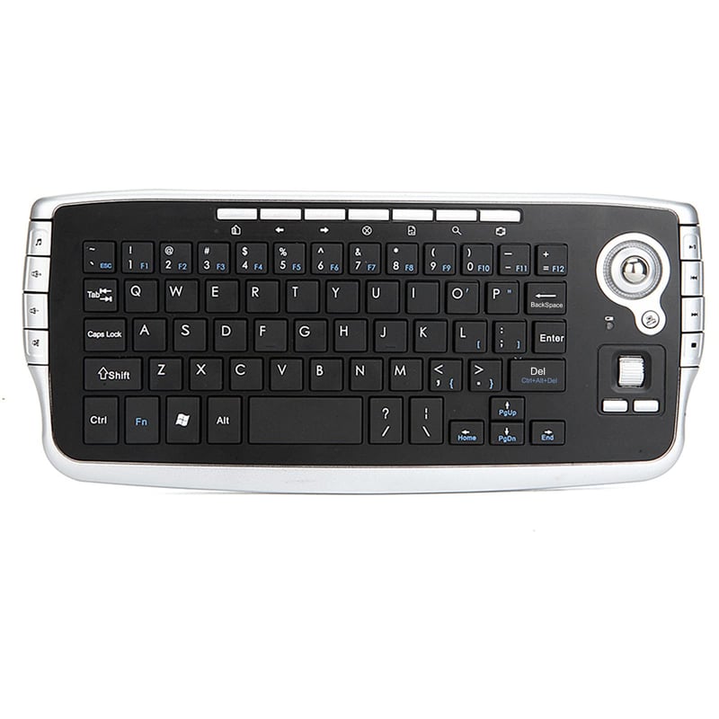 Sunydog E30 2,4 GHz bezdrôtová klávesnica s trackballom a rolovacím kolieskom pre Android TV BOX, Smart TV, PC a notebook, strieborná