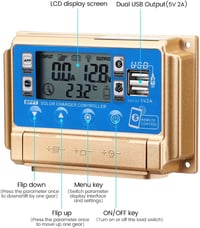 SUNYIMA 60A MPPT napelemes töltésvezérlő Bluetooth LCD kijelzővel és USB portokkal 3