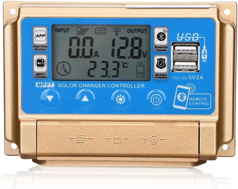 SUNYIMA 60A MPPT napelemes töltésvezérlő Bluetooth LCD kijelzővel és USB portokkal