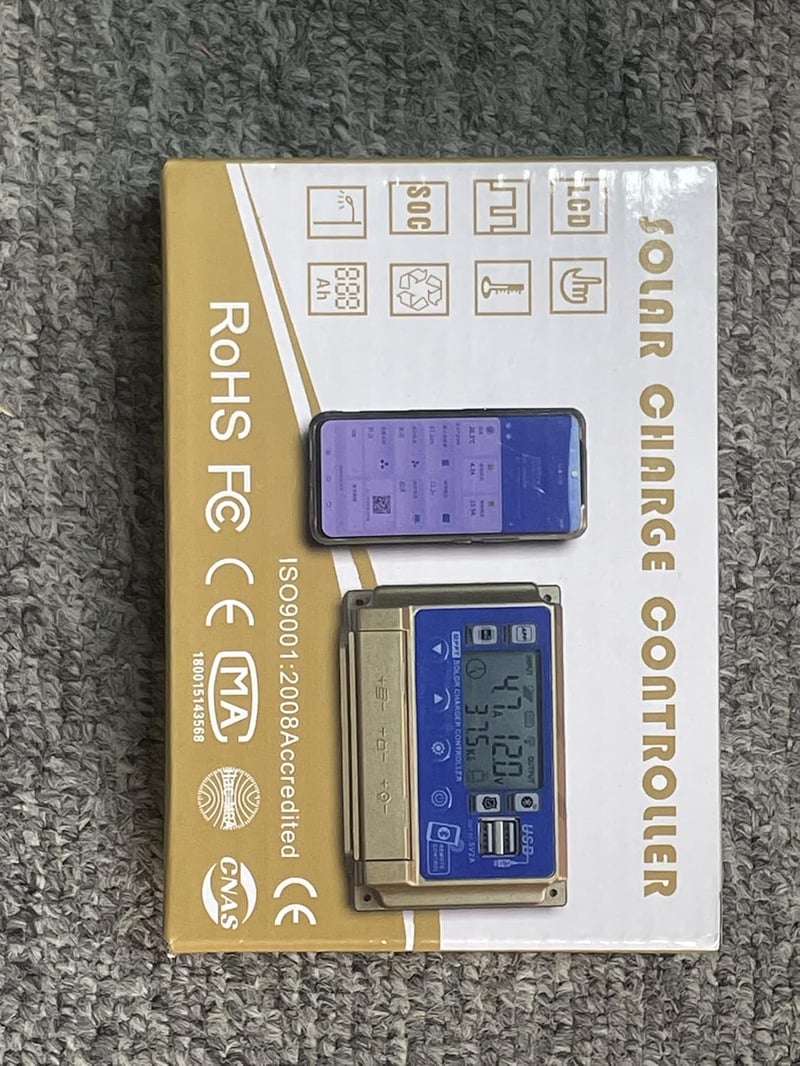 SUNYIMA 60A MPPT napelemes töltésvezérlő Bluetooth LCD kijelzővel és USB portokkal