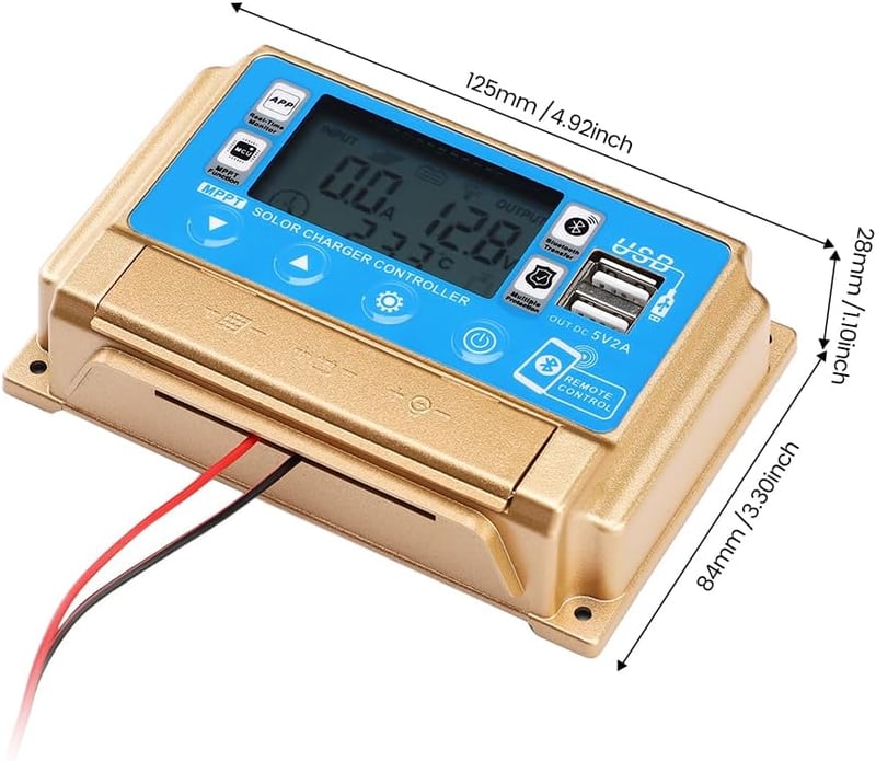 SUNYIMA 60A MPPT napelemes töltésvezérlő Bluetooth LCD kijelzővel és USB portokkal