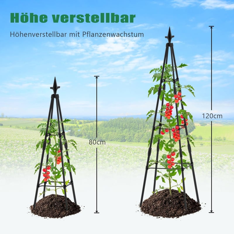 SUNYRISY 120 cm-es kerti obeliszk 4 darabos szett kúszónövényekhez
