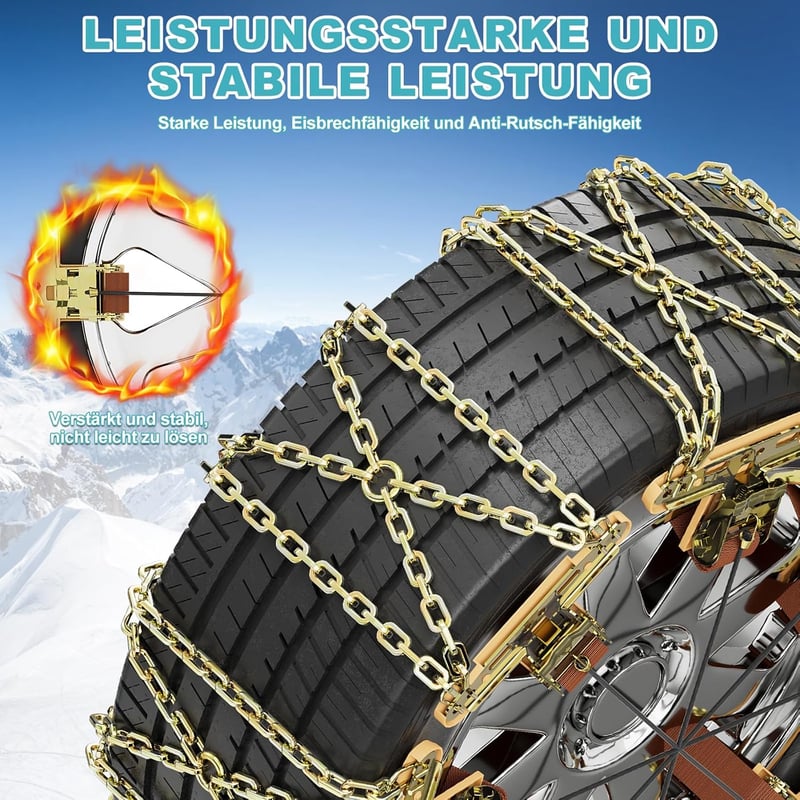 SUNYRISY 8 db Univerzális Hólánc Autókhoz - Állítható Fém Abroncsláncok SUV/Terepjáró/Kisteherautó Gumiabroncsokhoz (215-285 mm) Nagy Tapadá