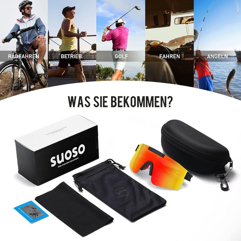 suoso Polarizált Sportüveg UV400 Kerékpár Síelés Horgászat