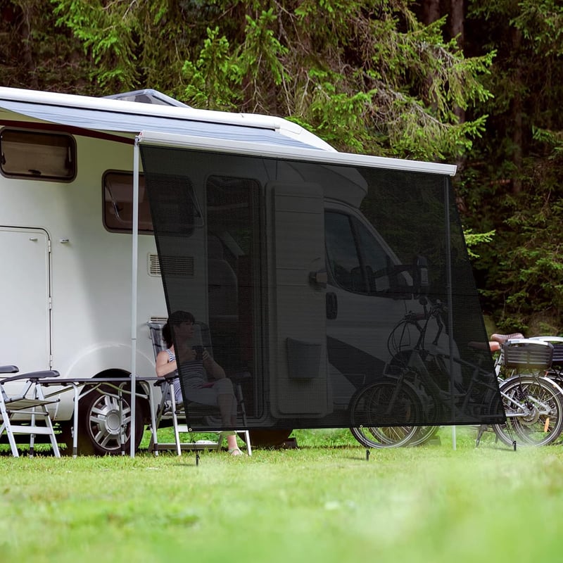 SUPAREE 10x8 hüvelykes lakókocsi napellenző magánélet árnyékoló fekete UV-álló háló univerzális elülső fal camping RV