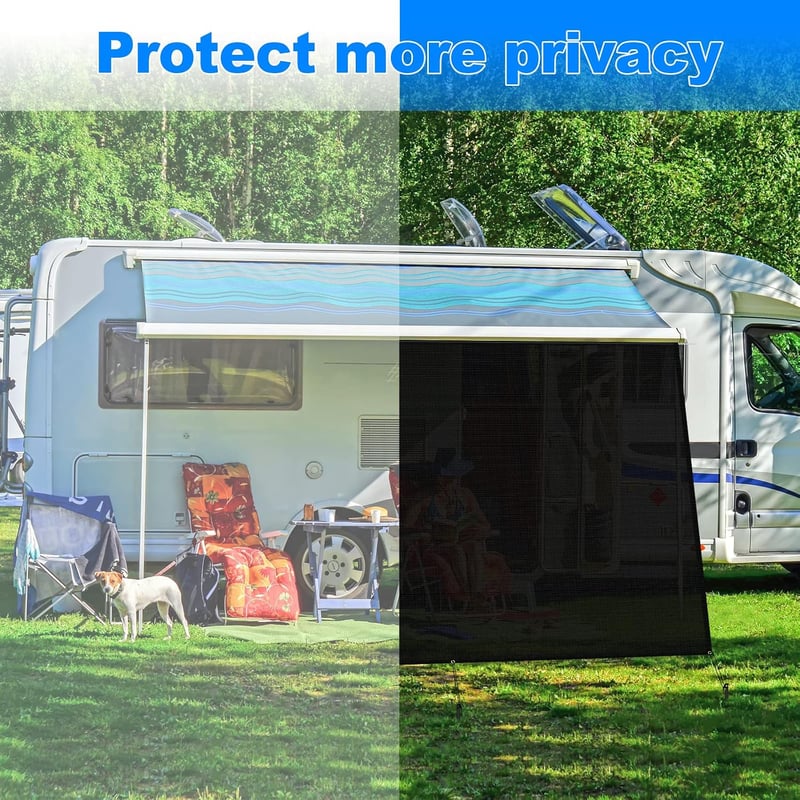 SUPAREE 10x8 hüvelykes lakókocsi napellenző magánélet árnyékoló fekete UV-álló háló univerzális elülső fal camping RV