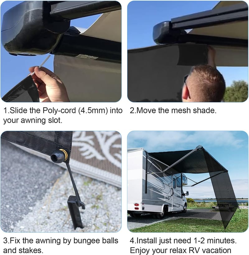 SUPAREE 10x8 hüvelykes lakókocsi napellenző magánélet árnyékoló fekete UV-álló háló univerzális elülső fal camping RV