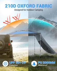Copertină auto SUPAREE 210D Oxford, rezistentă la apă și UV, pentru SUV, cu perete lateral și fereastră cu plasă de țânțari, pentru rulotă și camping 4