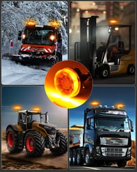 SUPAREE Forgó LED Jelzőfény 12V E9 6 Villanásmód IP67 Vízálló Sárga Traktor Teherautó 7