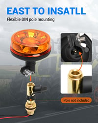 SUPAREE Forgó LED Jelzőfény 12V E9 6 Villanásmód IP67 Vízálló Sárga Traktor Teherautó 5