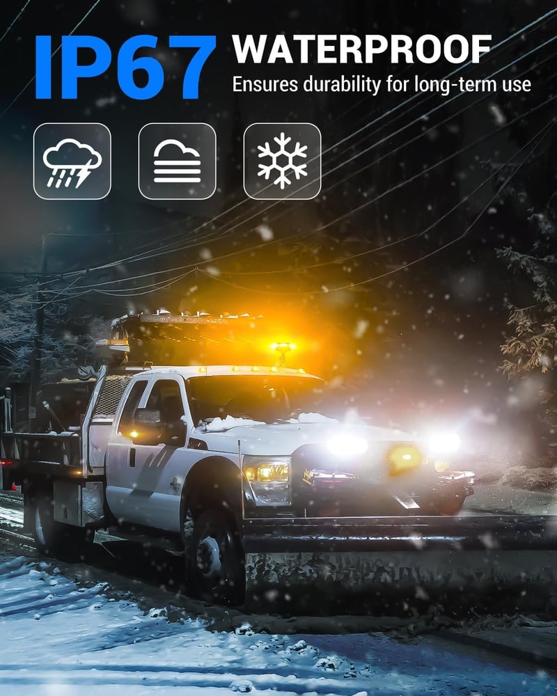 SUPAREE Forgó LED Jelzőfény 12V E9 6 Villanásmód IP67 Vízálló Sárga Traktor Teherautó