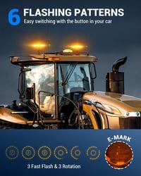 SUPAREE Forgó LED Jelzőfény 12V E9 6 Villanásmód IP67 Vízálló Sárga Traktor Teherautó 3