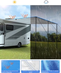 SUPAREE Lakókocsi lakóautó napellenző 210D oxford 3 szegőléc csíkos UV és vízálló ponyva 3,5 x 2,4 m furgonhoz és motorhome-hoz 4