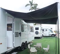 SUPAREE Lakókocsi lakóautó napellenző 210D oxford 3 szegőléc csíkos UV és vízálló ponyva 3,5 x 2,4 m furgonhoz és motorhome-hoz 9