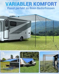 SUPAREE Lakókocsi lakóautó napellenző 210D oxford 3 szegőléc csíkos UV és vízálló ponyva 3,5 x 2,4 m furgonhoz és motorhome-hoz 2