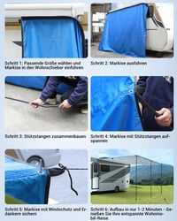 SUPAREE Lakókocsi lakóautó napellenző 210D oxford 3 szegőléc csíkos UV és vízálló ponyva 3,5 x 2,4 m furgonhoz és motorhome-hoz 7
