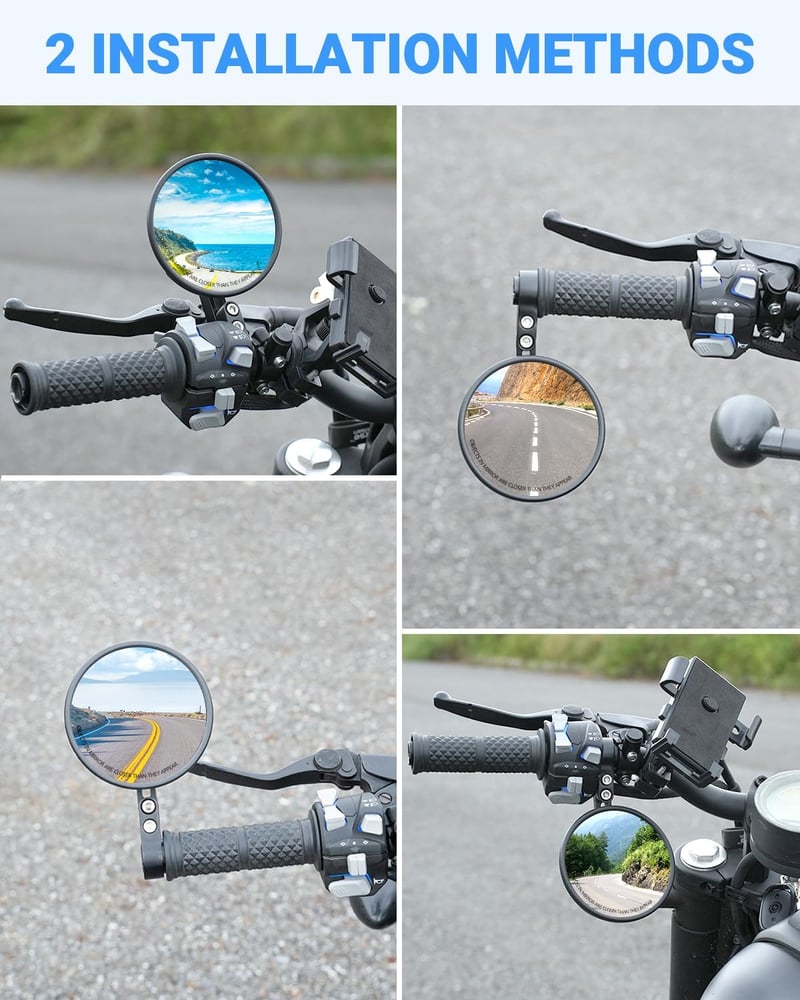 SUPAREE Motorkerékpár Tükör 360° Forgó E-Jóváhagyott Alsó Tükör 22-25,4mm