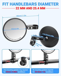 SUPAREE Motorkerékpár Tükör 360° Forgó E-Jóváhagyott Alsó Tükör 22-25,4mm 6