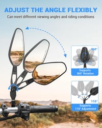 Oglindă retrovizoare pentru motocicletă SUPAREE, omologată E, pliabilă, rotativă la 360 de grade, pentru filet pe dreapta și pe stânga, potrivită pentru scutere și ATV-uri 3