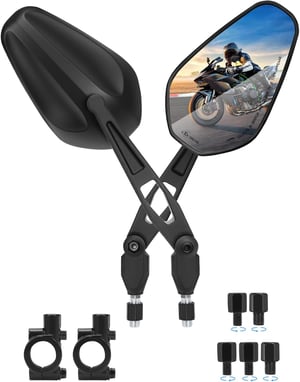 Oglindă retrovizoare pentru motocicletă SUPAREE, omologată E, pliabilă, rotativă la 360 de grade, pentru filet pe dreapta și pe stânga, potrivită pentru scutere și ATV-uri