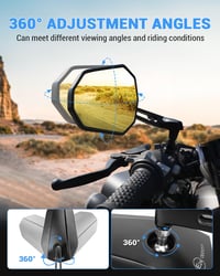SUPAREE E-Mark motorkerékpár visszapillantó tükör sárga lencse 360° M8/M10 - fekete - 2 db 4