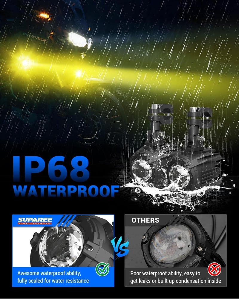 SUPAREE Motoros LED Ködlámpa Sárga/Fehér IP68 9-30V GS ADV Sorozat