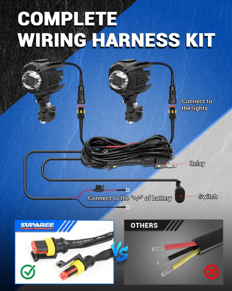 SUPAREE Motoros LED Ködlámpa Sárga/Fehér IP68 9-30V GS ADV Sorozat