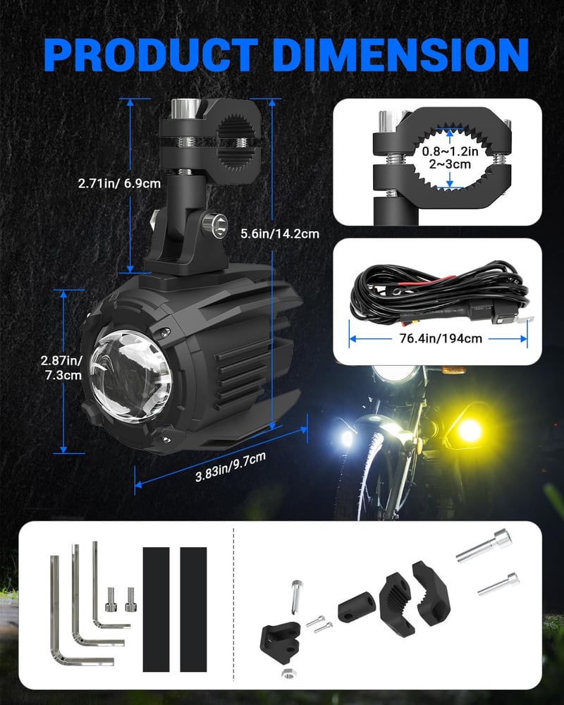 SUPAREE Motoros LED Ködlámpa Sárga/Fehér IP68 9-30V GS ADV Sorozat