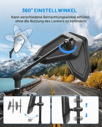 SUPAREE Motocyklové spätné zrkadlá sklápateľné, otočné o 360° so závitom M8 M10 pre skútre, štvorkolky, s označením E, 2 ks 3