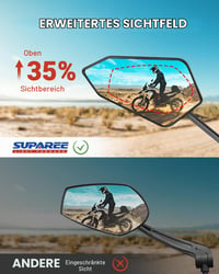 SUPAREE Motocyklové spätné zrkadlá sklápateľné, otočné o 360° so závitom M8 M10 pre skútre, štvorkolky, s označením E, 2 ks 2