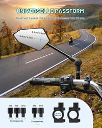 SUPAREE Motocyklové spätné zrkadlá sklápateľné, otočné o 360° so závitom M8 M10 pre skútre, štvorkolky, s označením E, 2 ks 6