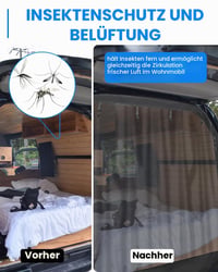 SUPAREE Sieťka proti hmyzu na dvere batožinového priestoru auta 6x5 stôp, čierna sieťka proti hmyzu pre obytné autá s obojstranným zipsom a suchým zipsom na kempovanie 3
