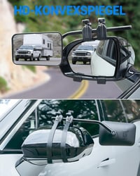 Set de Oglinzi Tractare Universală pentru Rulotă SUPAREE, 2 bucăți, Oglindă Convexă Suplimentară cu Rotire la 360°, cu Cleme Reglabile 3