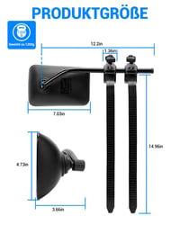 Set de Oglinzi Tractare Universală pentru Rulotă SUPAREE, 2 bucăți, Oglindă Convexă Suplimentară cu Rotire la 360°, cu Cleme Reglabile 6