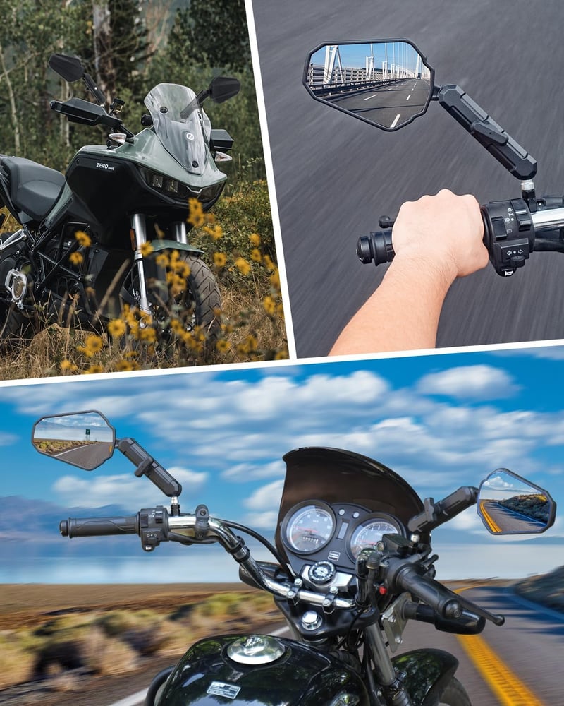 SUPAREE Univerzális Visszapillantó Tükör - 360° Forgatható, Összecsukható, E-Jóváhagyott, Robusztus Kivitel Motorkerékpárhoz, Robogóhoz és A