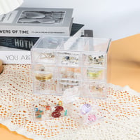 Organizator de birou mini din acril Supaway cu 9 sertare, transparent, stivuibil, pentru cosmetice, bijuterii și articole de papetărie, 18x10x12 cm 2