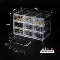 Organizator de birou mini din acril Supaway cu 9 sertare, transparent, stivuibil, pentru cosmetice, bijuterii și articole de papetărie, 18x10x12 cm 3