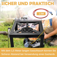 SupBiky T-50 kültéri gázfőző 8 kW - 150 cm propán tömlővel és 50 mbar szabályzóval 2