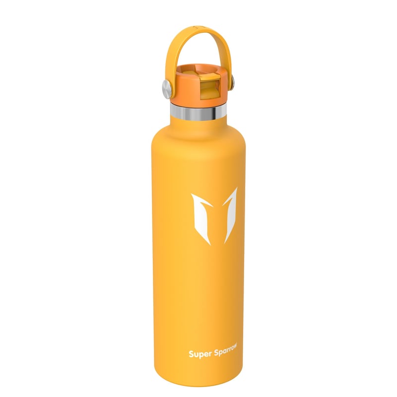 Sticlă de apă din oțel inoxidabil Super Sparrow cu pai, termos 1L FlipFlow