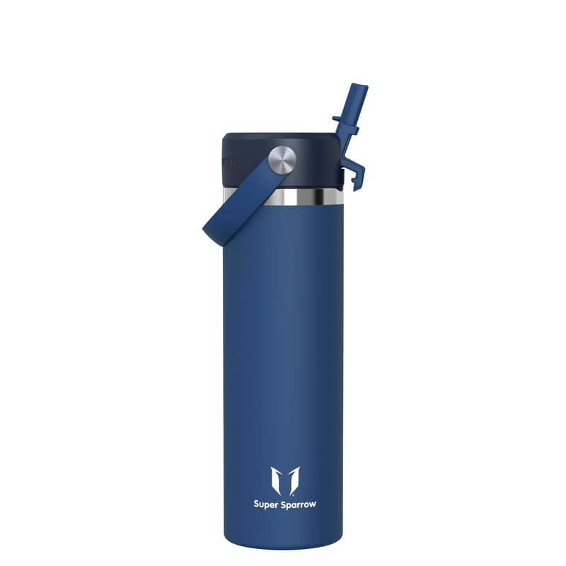 Nerezová fľaša na vodu Super Sparrow 750 ml, termoska so širokým hrdlom a slamkou SwivelSip, bez obsahu BPA, nepriepustná, športová