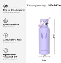Detská nerezová fľaša Super Sparrow FlipFlow so slamkou, bez BPA - 500 ml 3