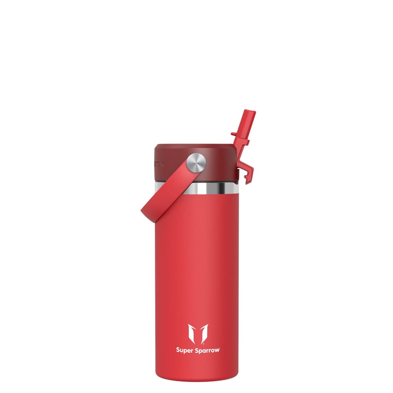 Detská nerezová fľaša na vodu Super Sparrow 500 ml so slamkou – izolovaná termoska, bez BPA, nepriepustná, vhodná do umývačky riadu