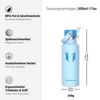 Detská nerezová termoska Super Sparrow so slamkou 500 ml, fľaša na pitie FlipFlow 3