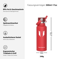 Detská izolovaná fľaša Super Sparrow 500 ml – Termo fľaša z nehrdzavejúcej ocele so slamkou FlipFlow 3